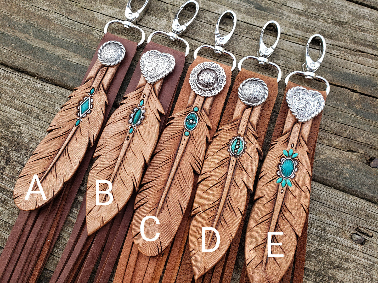 Fringy feathers with turquoise accents and brown fringe