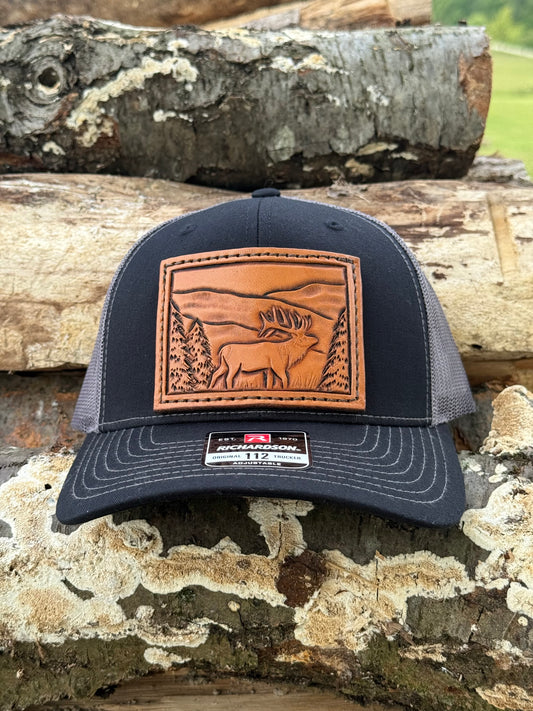 Tooled Elk in the mountains Patch Hat