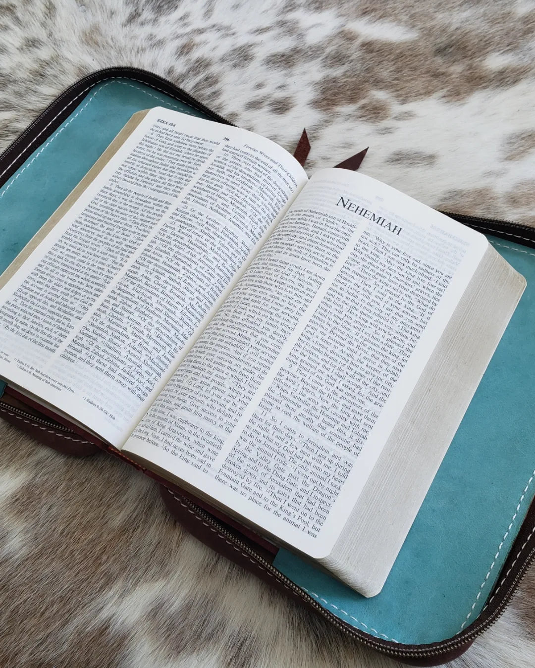 Cowhide and tooled leather Bible Case