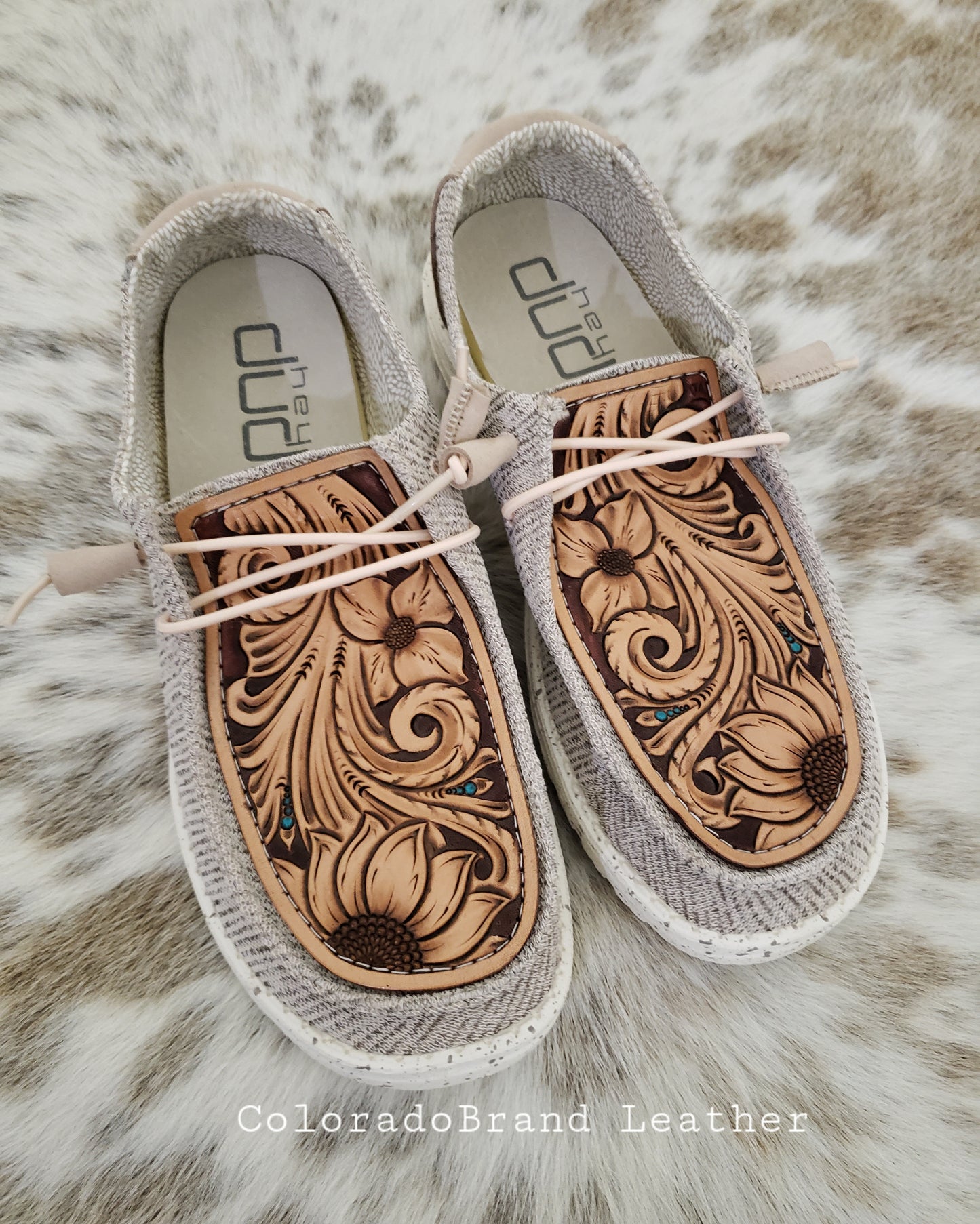 Womens size 10 loafers customized with tooled leather patches