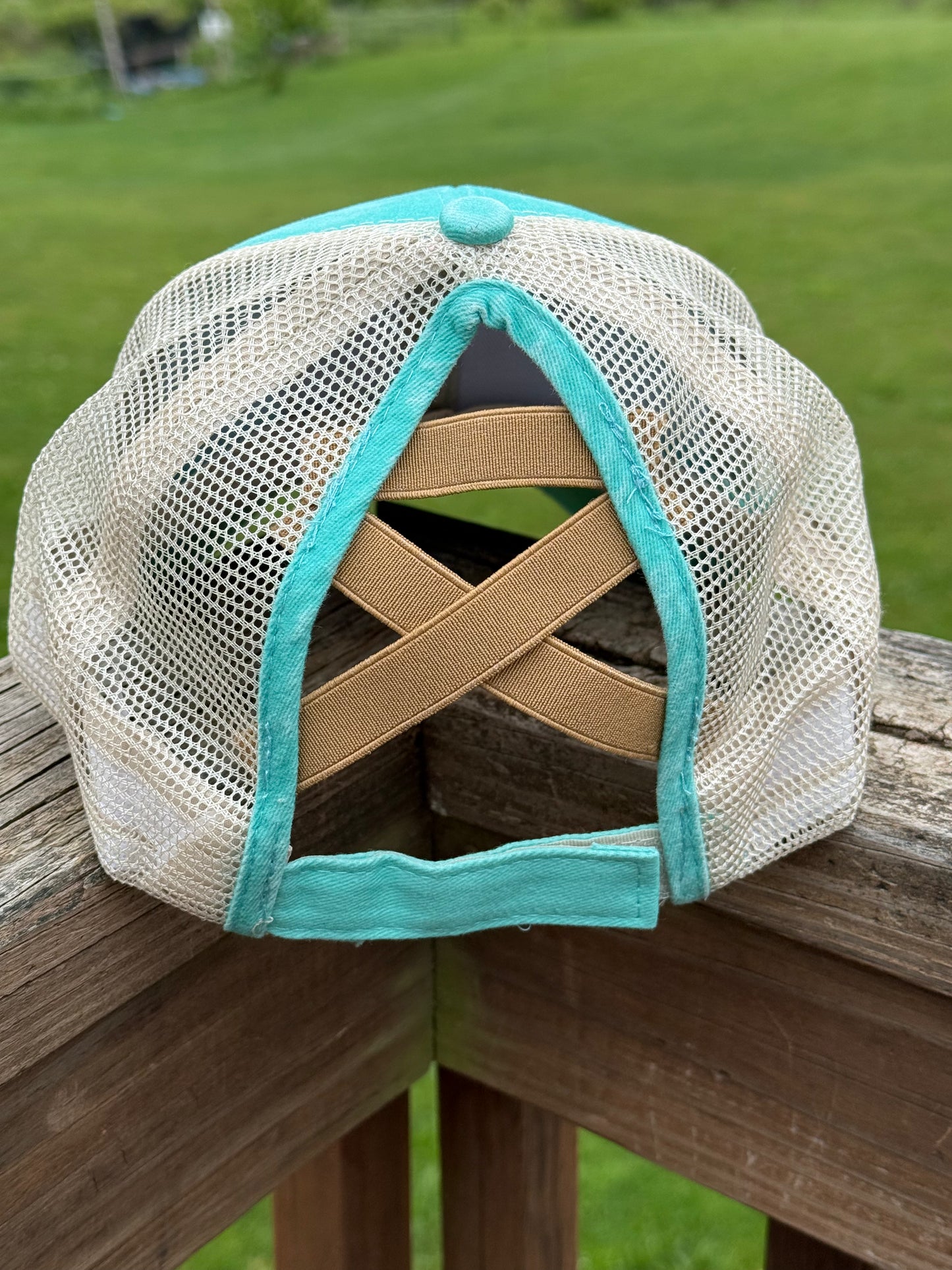 Indian Paintbrush Aqua Ponytail hat