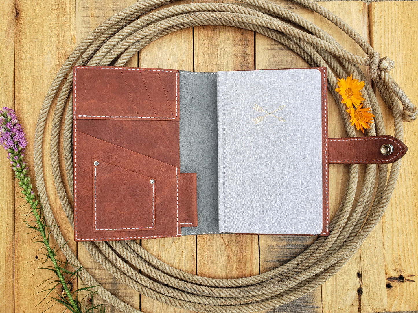 Tooled leather Mini Donkey notebook, handmade leather portfolio