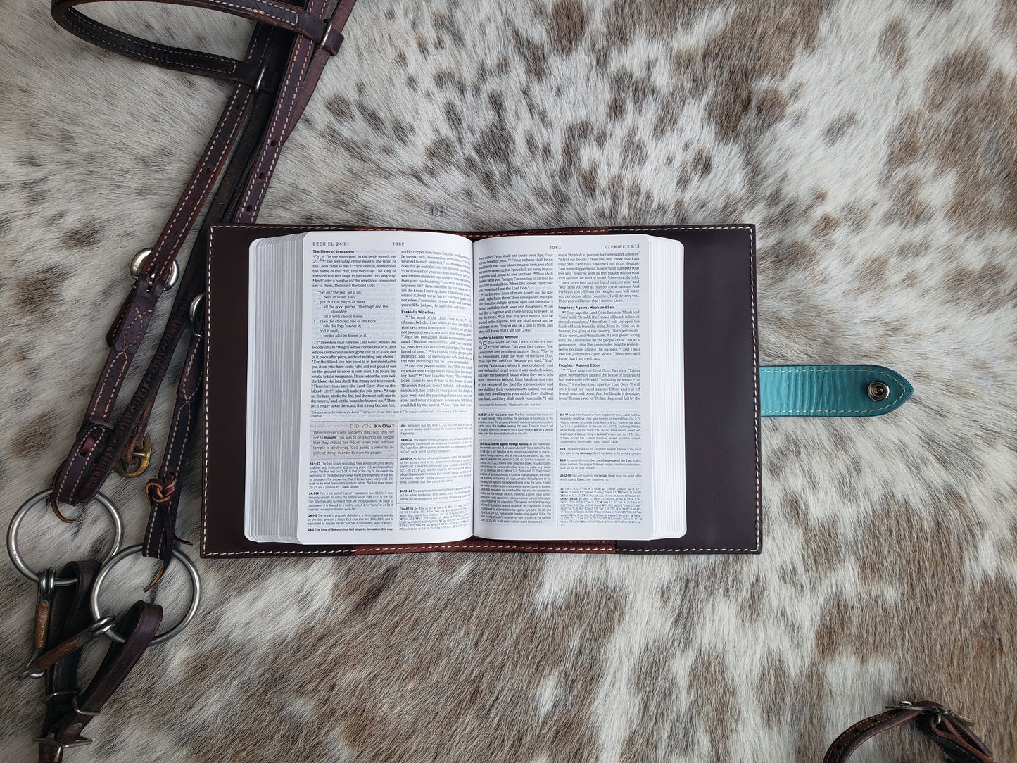 Handmade tooled leather Bible cover