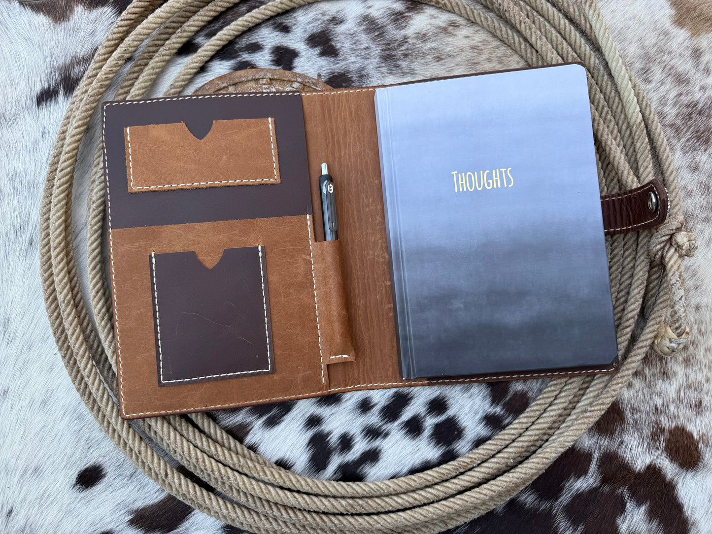 Handmade Tooled Leather Indian Paintbrush Notebook Cover