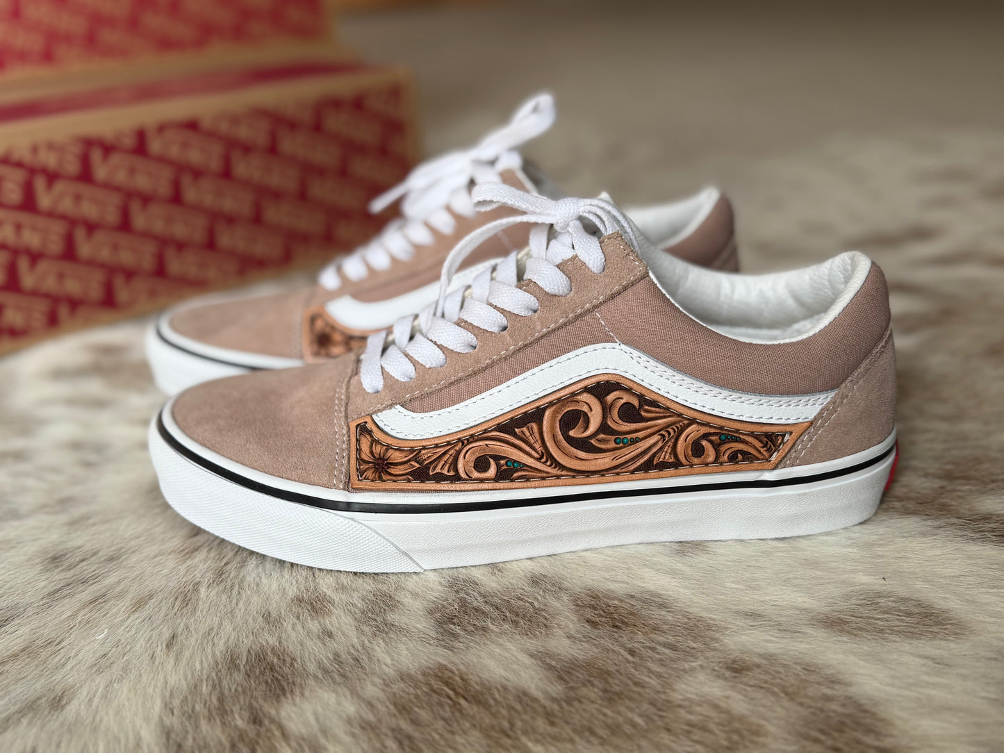 Women’s size 9.5 Custom Tooled Vans Old Skool shoes with sunflower floral
