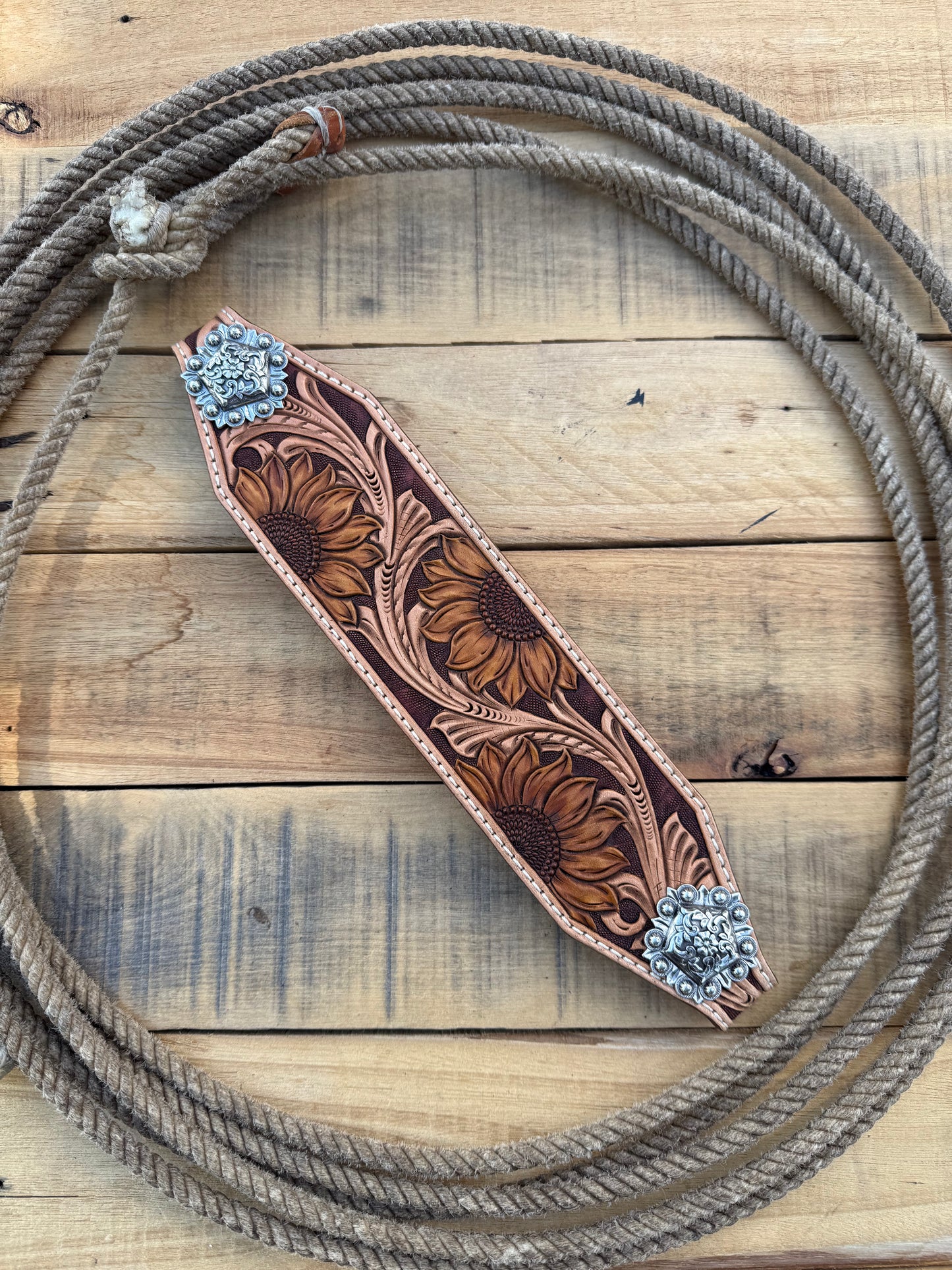 Tooled leather noseband for horse halter