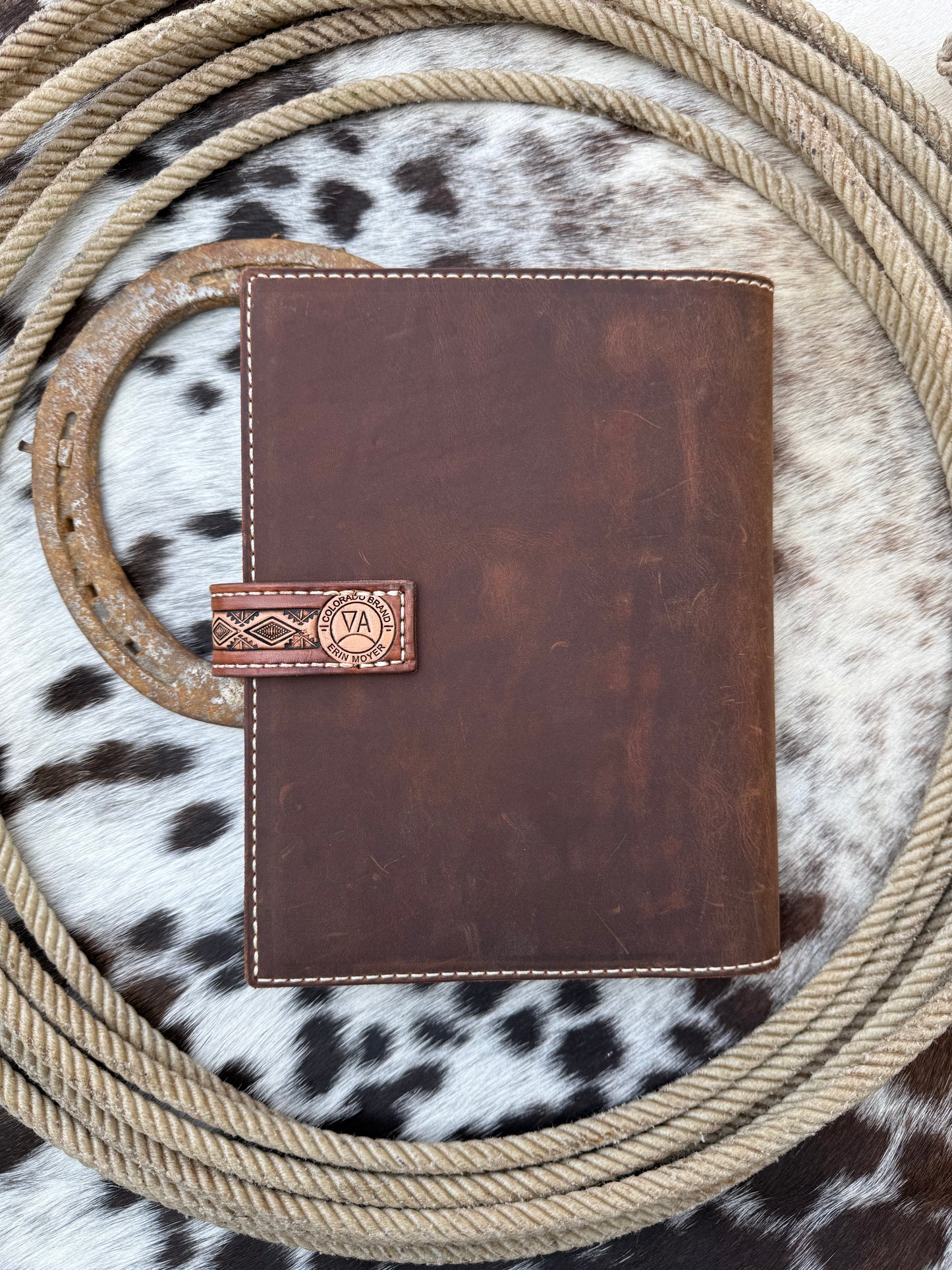 Handmade Tooled Leather Indian Paintbrush Notebook Cover
