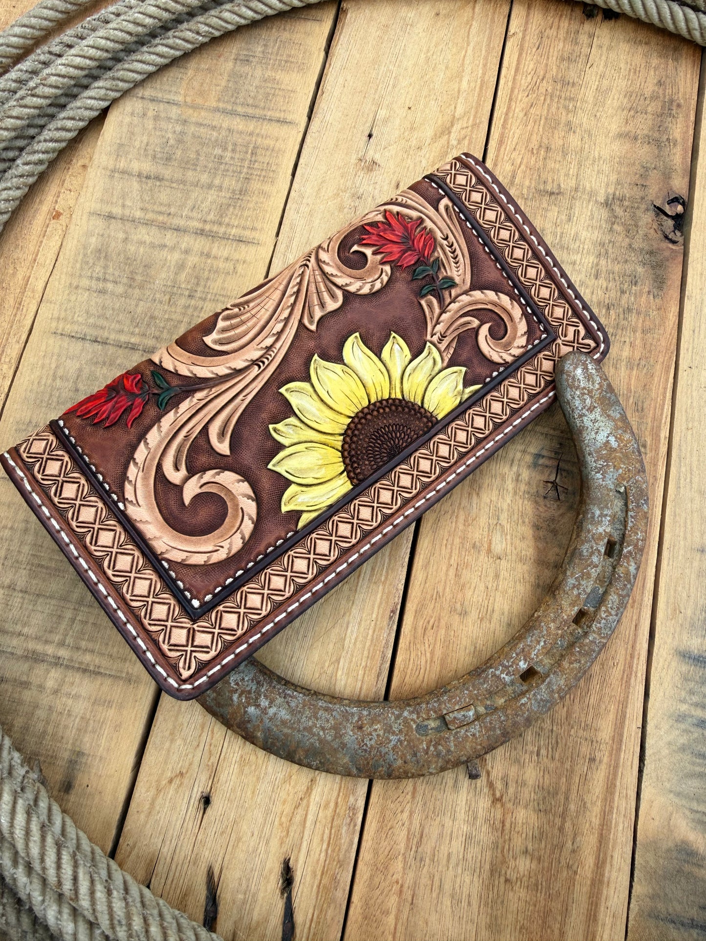 Sunflower and Indian paintbrush long wallet
