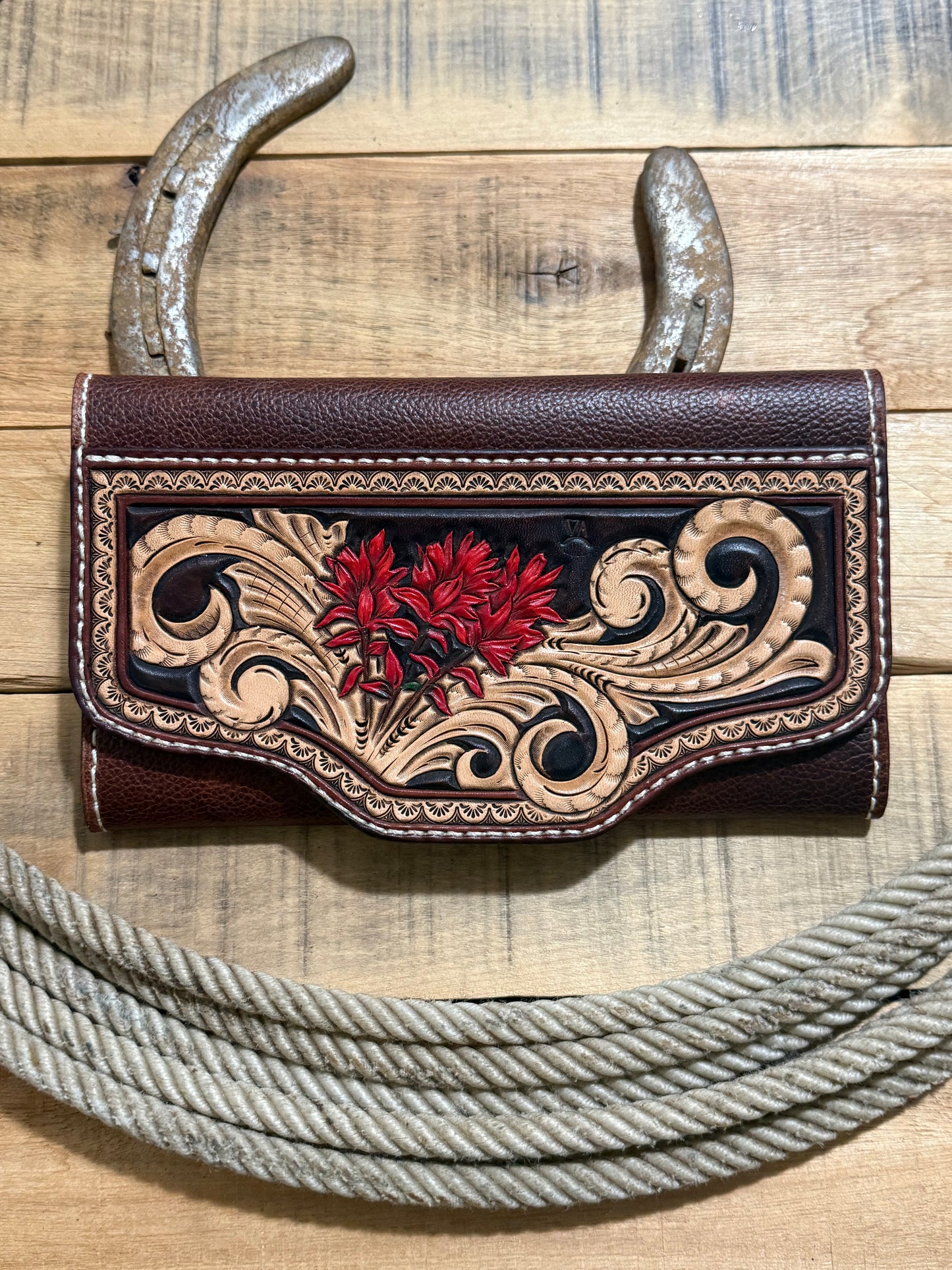 Ladies Indian paintbrush trifold wallet