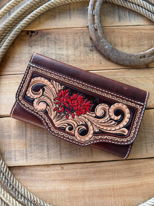 Ladies Indian paintbrush trifold wallet