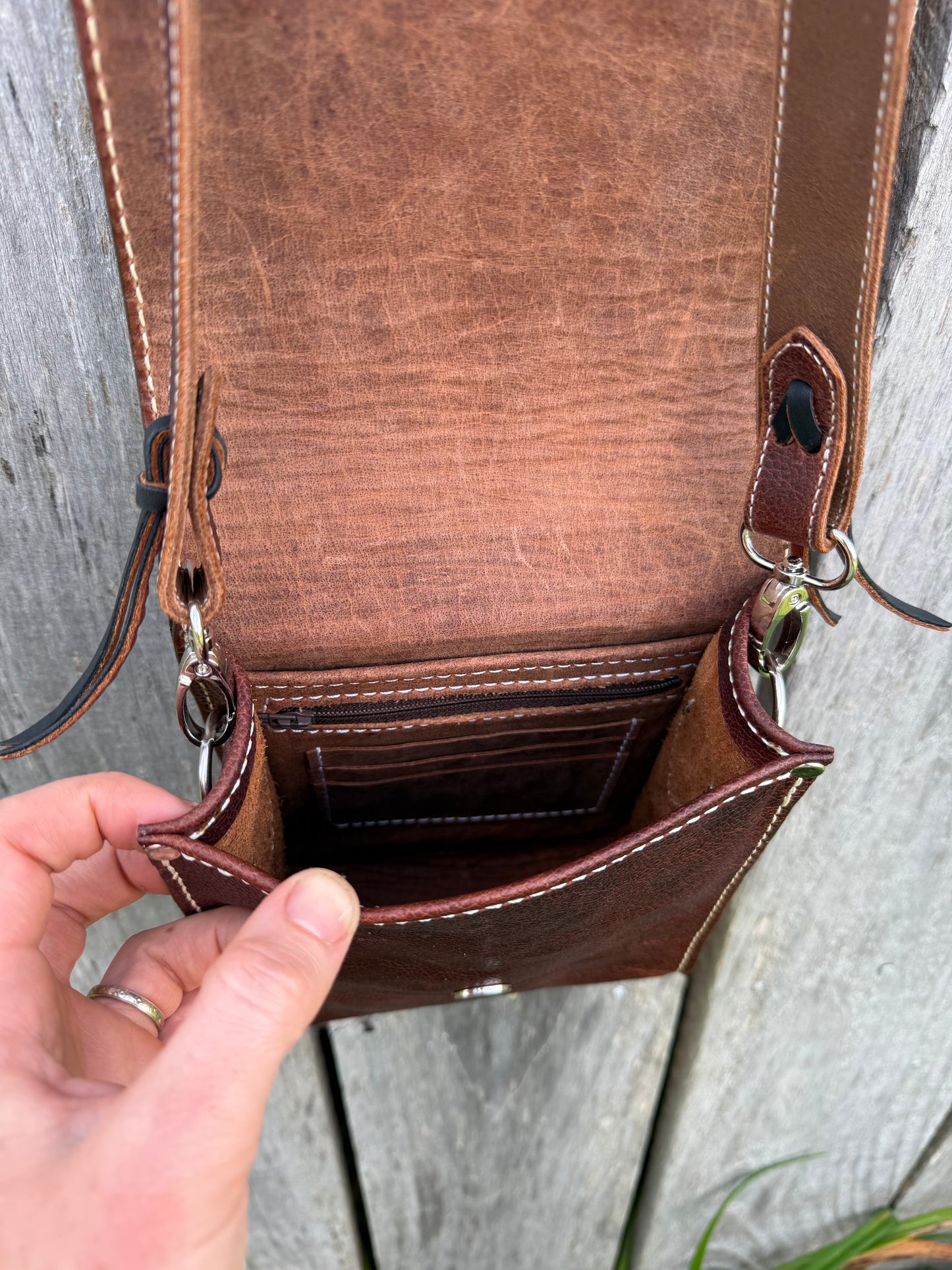 Tooled leather saddlebag style purse
